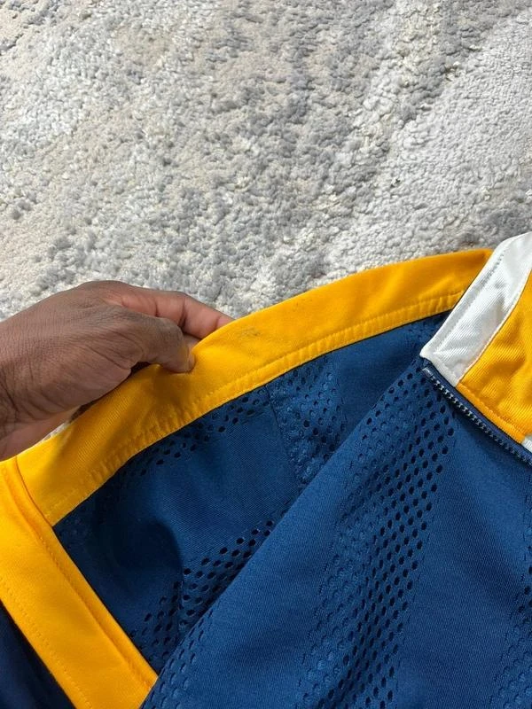 Jaqueta de trilha vintage anos 90 da Nike em azul-marinho e amarelo com zíper tamanho P – photo 8